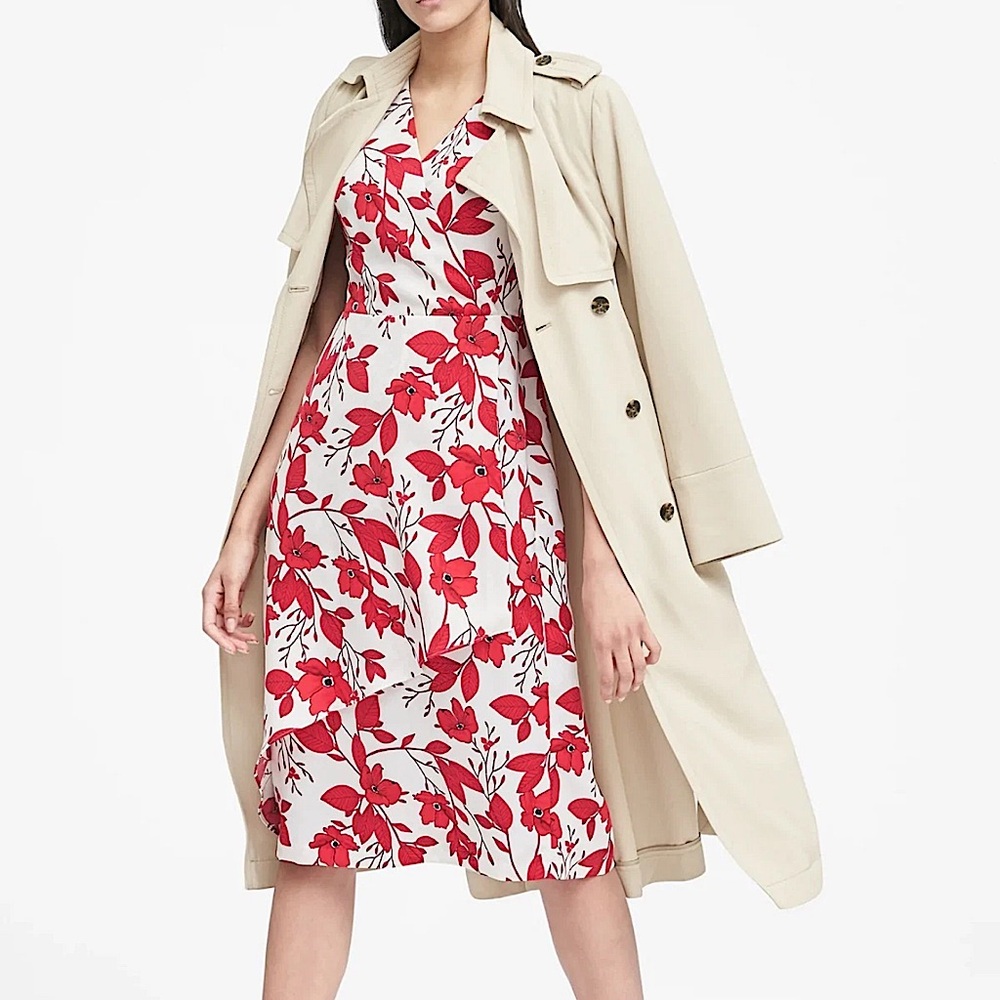 Banana Republic floral wrap- effect midi dress
